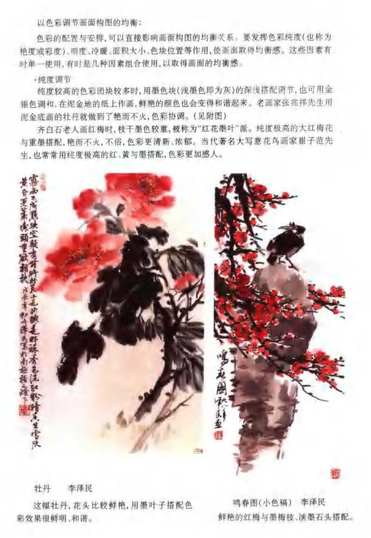 花鸟画构图法《色彩极与构图》