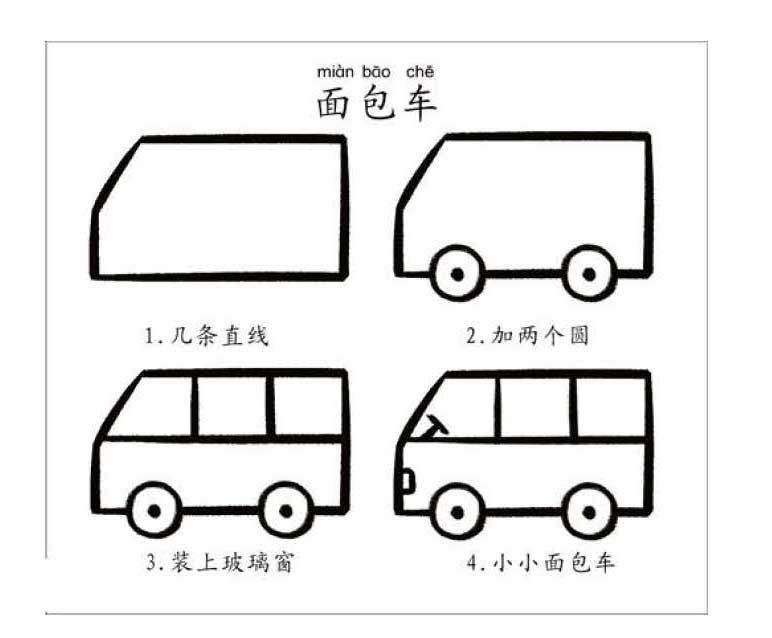 《面包车》简笔画分步骤画法