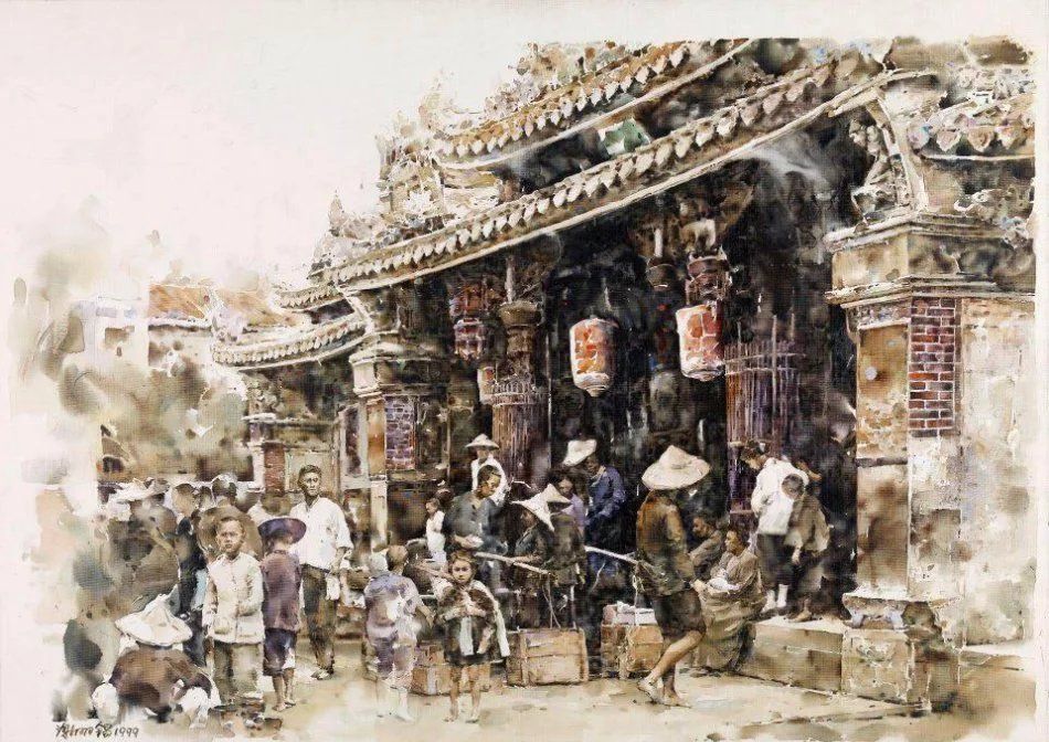 台湾水彩画家谢明锠风景画作品图片大全