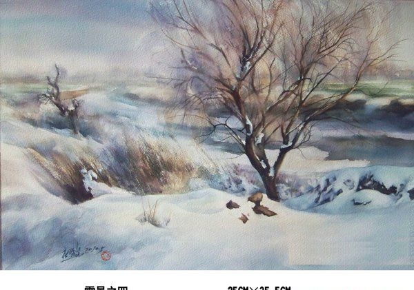 杜晓光风景人物手绘水彩画作品-5