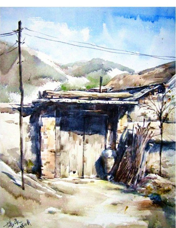 杨永乡村风景水彩画艺术作品