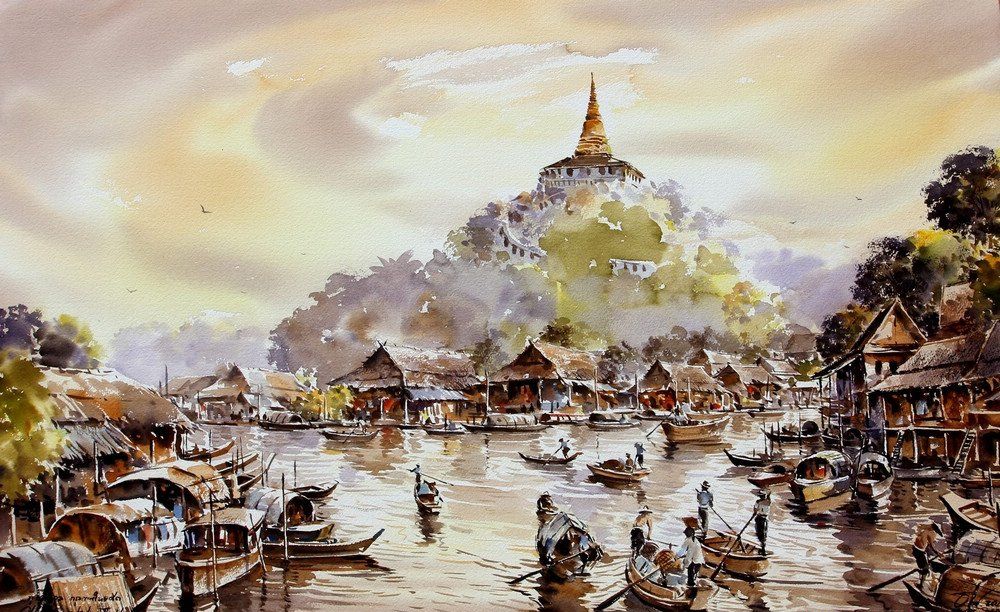 泰国Thanakorn Chaijinda 水彩画作品