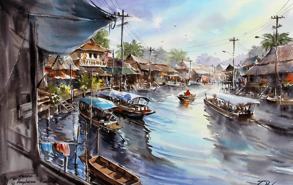 泰国Thanakorn Chaijinda 水彩画作品