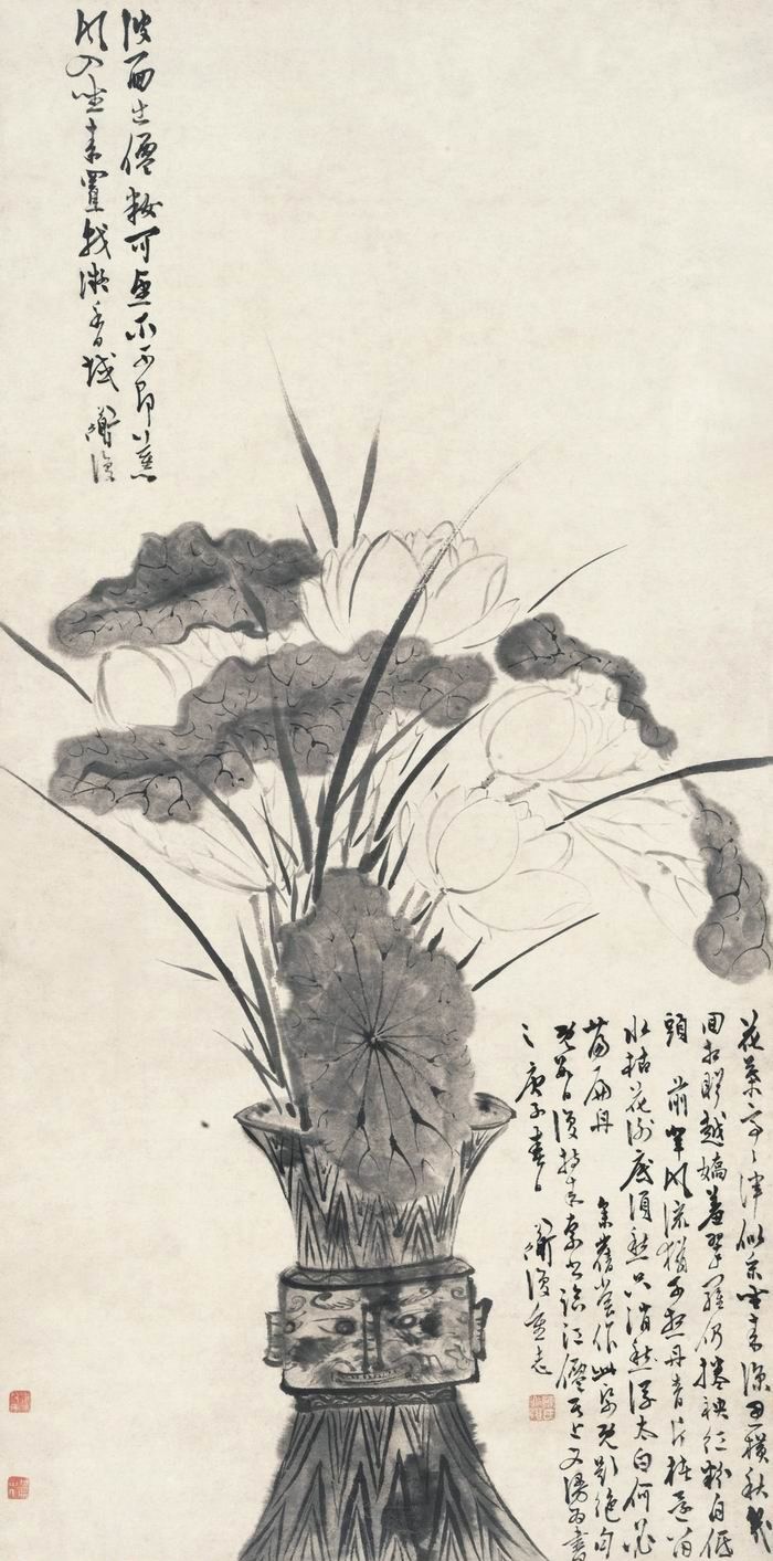 陈道复《商尊白莲图轴》 纸本墨笔 129.7cm×62.7cm 1540年 上海博物馆藏