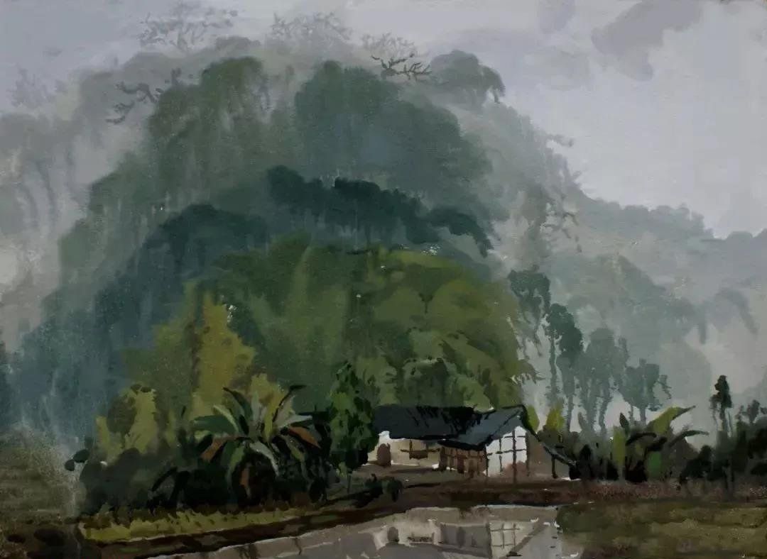 山乡过雨 75×58cm 2001年