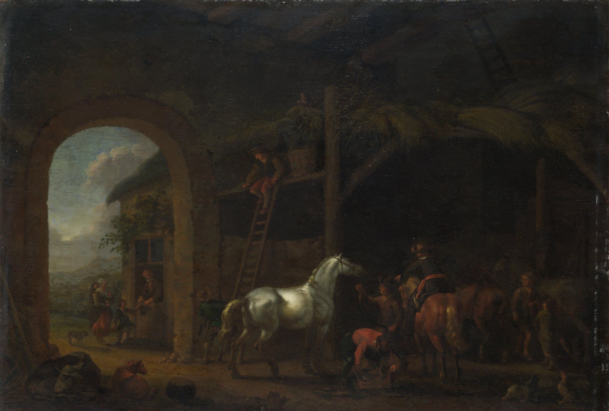 Abraham van Calraet - The Interior of a Stable | 英国伦敦大英博物馆