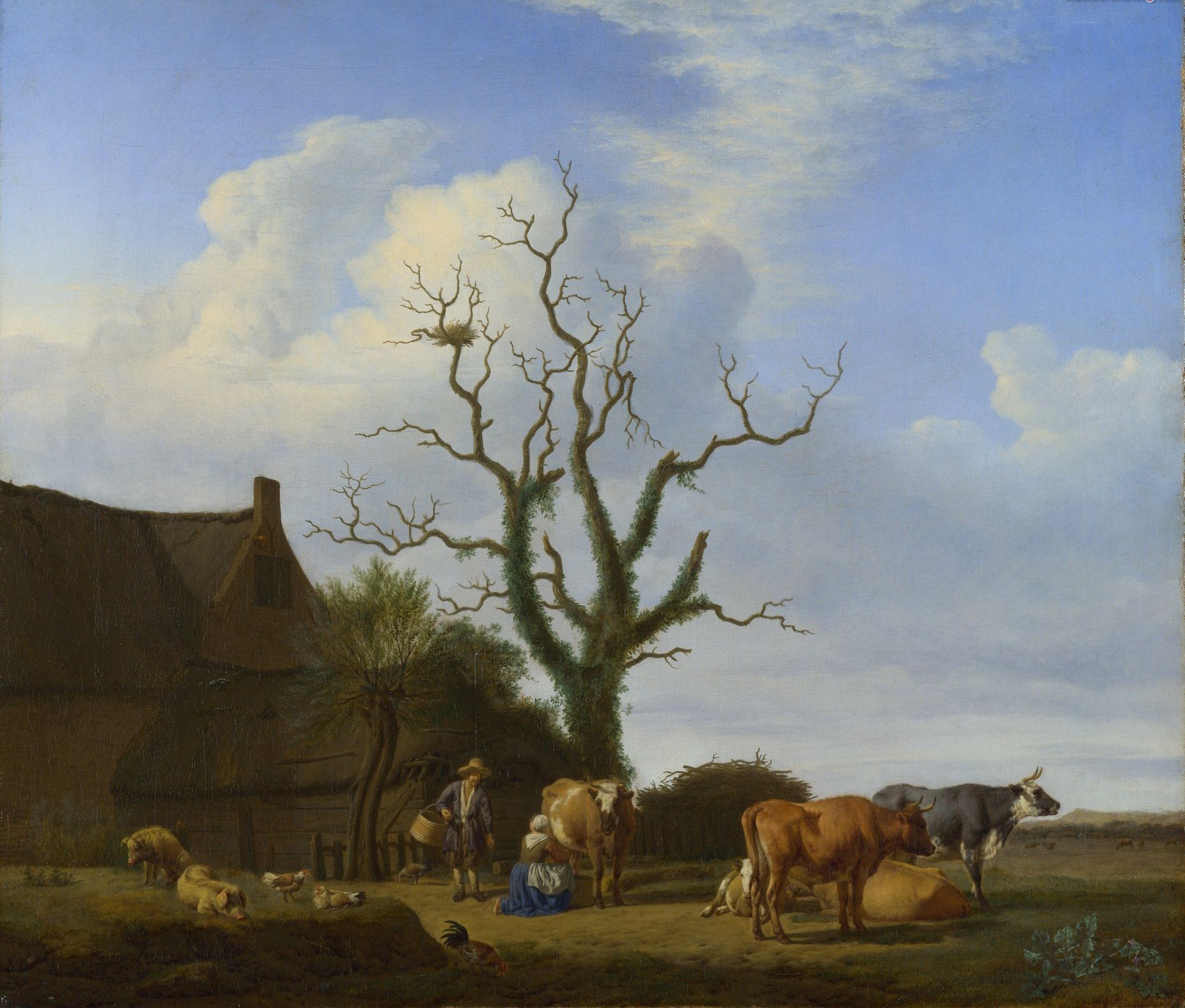 Adriaen van de Velde - A Farm with a Dead Tree | 大英博物馆