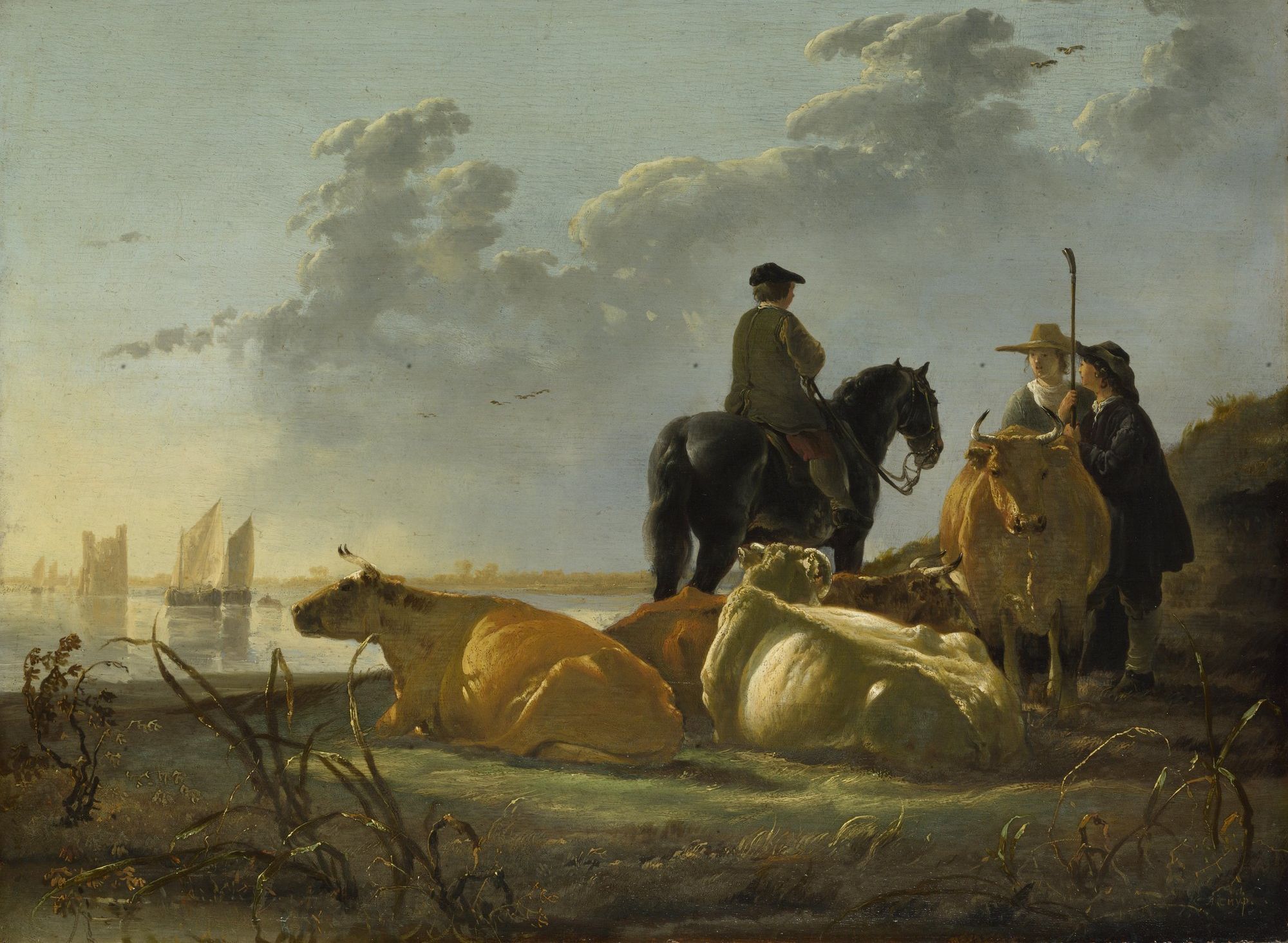 Aelbert Cuyp - Peasants and Cattle by the River Merwede