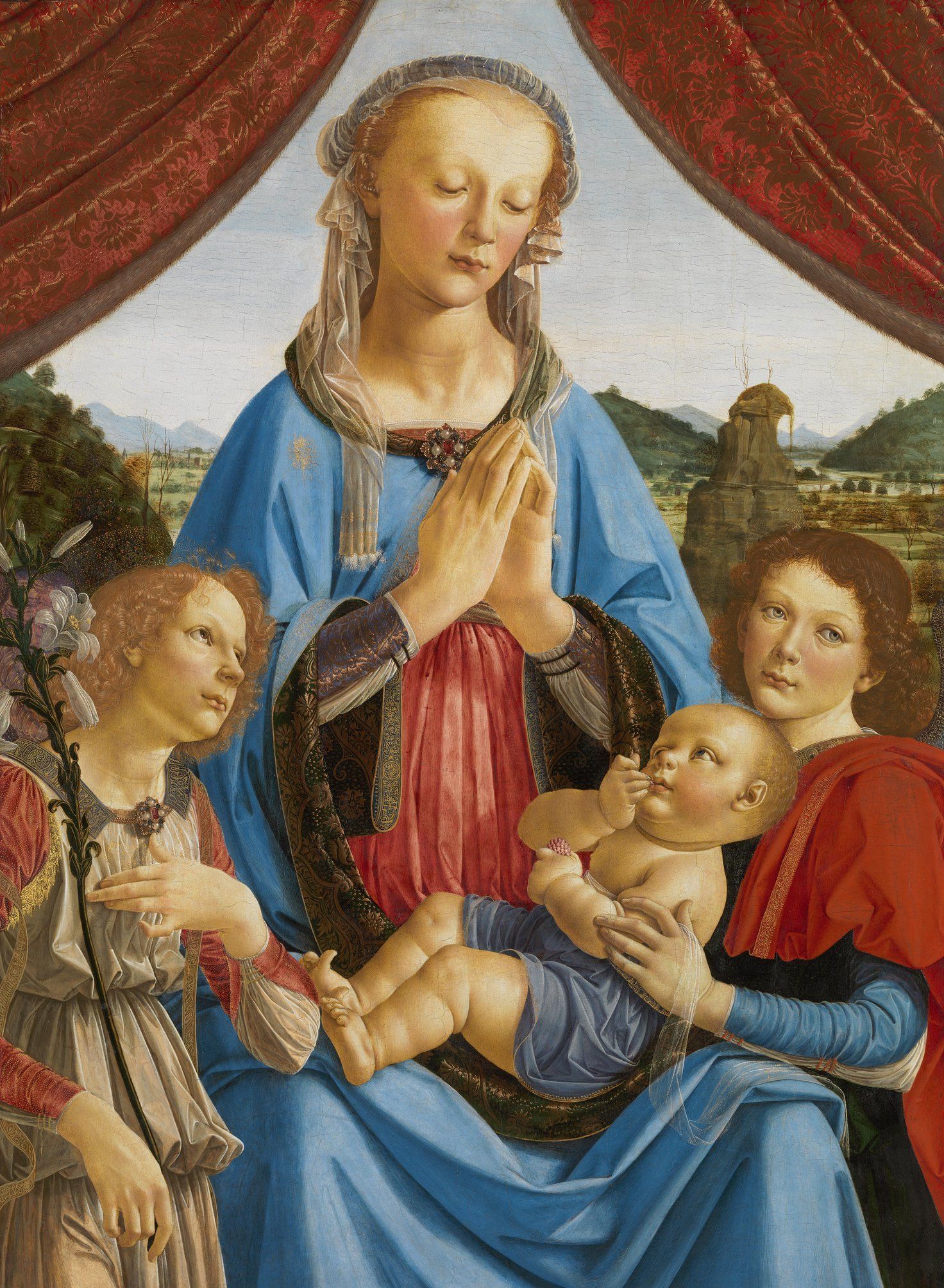 Andrea del Verrocchio and assistant (Lorenzo di Credi) - The Virgin and Child with Two Angels