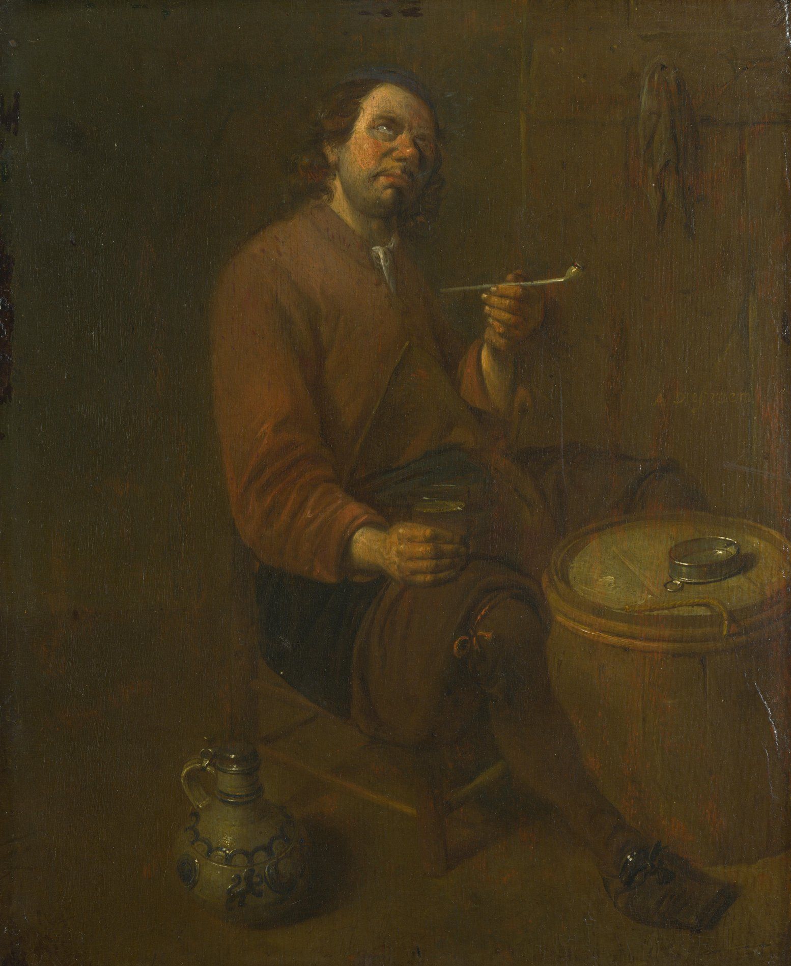 Arent Diepraem - A Peasant seated smoking